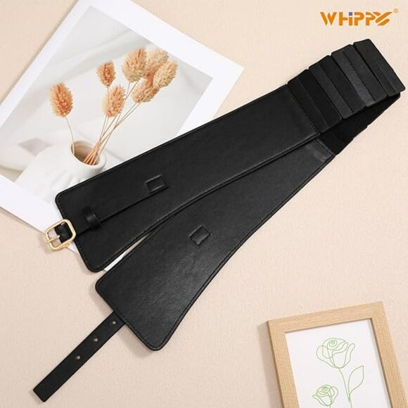 Leather Wide Elastic Waist Belt Wide Stretch Fashion Statement‎ Ladies